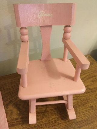 VINTAGE VOGUE GINNY BED,  ROCKER,  PINK TABLE AND CHAIR Dollhouse Furniture 2