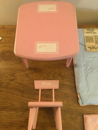 VINTAGE VOGUE GINNY BED,  ROCKER,  PINK TABLE AND CHAIR Dollhouse Furniture 3