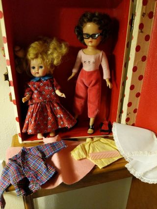 Vintage Vogue Jill And Little Sister Ginny Ginger Dolls Case Trunk Outfits Slws