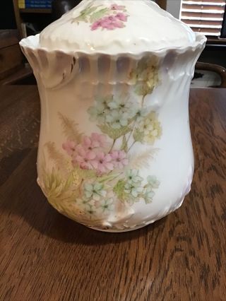 Antique Bavarian China Porcelain Biscuit Jar With Lid Germany 2