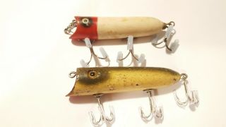 2 Vintage Fishing Lures.  Heddon Lucky 13 & A Fishathon Dizzy Floater Wood Lure. 2