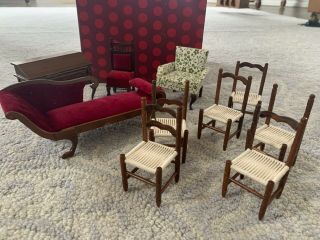 Sonia Messer Imports Vintage Dollhouse Miniatures Chaise,  Chairs - Missing Parts