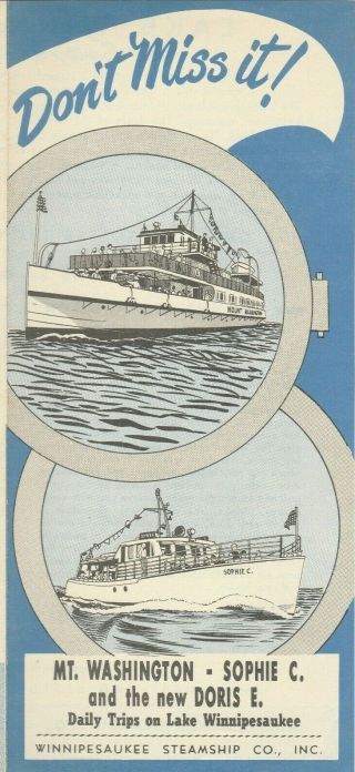 Usa Rare Brochure Guide For Winnipesaukee Steamship Co.  Daily Excursions 1962