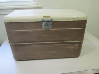 Rare The Little Brown Chest Cooler Single Latch With Tray And Drain Cap