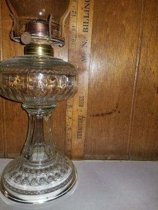 Rare Size Antique Dog Tooth Kerosene Oil Lamp In