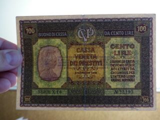 Italy CASSA VENETA 100 lire P.  M8 1918 RARE XF 3