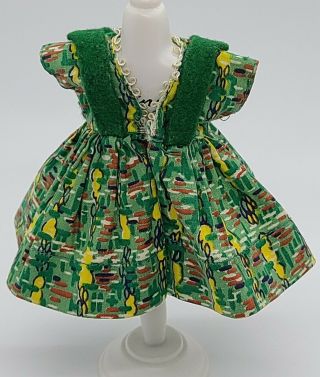 Vintage 1950s Vogue Ginny Doll Tiny Miss 42 Green Dress with Bloomers & Shoes 2