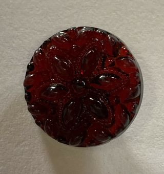 Antique Vintage Victorian Period Deep Ruby Red Glass Button With Faceted Design