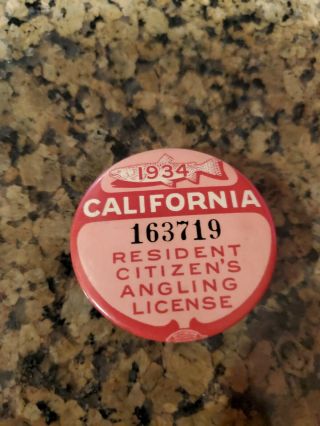 1934 California Fishing License