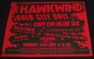 Hawkwind Lyceum 40 " X 30 " Gig Poster Sunday 13th July 1980 Very Rare