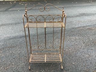 Antique/vintage/old Metal/wrought Iron Folding Plant Stand