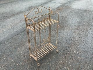 ANTIQUE/VINTAGE/OLD METAL/WROUGHT IRON FOLDING PLANT STAND 2