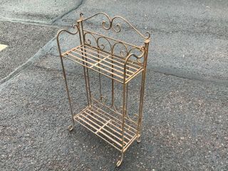 ANTIQUE/VINTAGE/OLD METAL/WROUGHT IRON FOLDING PLANT STAND 3