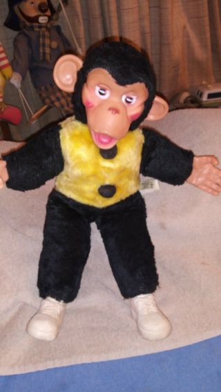 Vintage Stuffed Plush Toy With Rubber Face/ Hands\boots.  Zippy And His Banana
