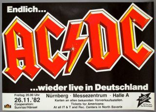 Ac/dc - Mega Rare Nuremberg 1982 For Those About To Rock Concert Poster