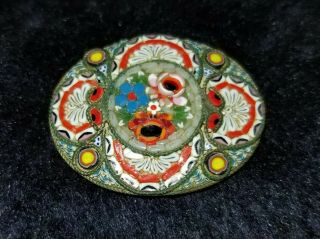 Vintage Antique Micro Mosaic Brooch Made In Italy Italian