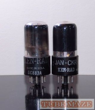 Rare Matched Pair Ken - Rad 6sn7gt/vt - 231/ecc32 Black Glass Tubes - 1940s