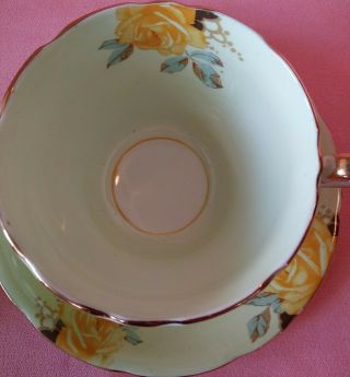 Vintage Aynsley Handpainted Yellow Roses Bone China Tea Cup & Saucer Set 3