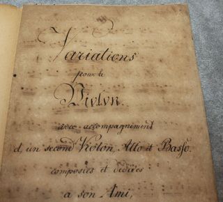 ANTIQUE 1832 RARE HAND WRITTEN SHEET MUSIC VARIATIONS VIOLIN FRANZ MORGENROTH 3