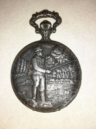 Antique Arleese Swiss Made 17 Jewel Incabloc Pocket Watch Fisherman