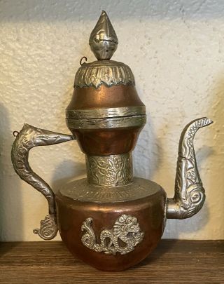 Vintage Tibetan Mixed Metals Copper Brass Dragon Teapot Pot Kettle Antique Ewer