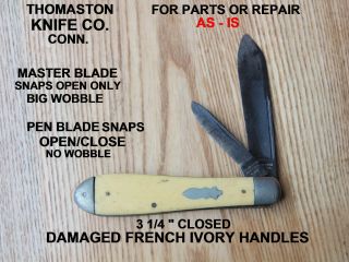 Antique Thomaston Knife Co Conn.  Yellow Plastic Handle Jack Knife 1887 - 1930 Parts