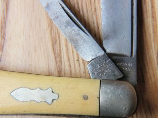 Antique Thomaston Knife Co Conn.  Yellow Plastic Handle Jack Knife 1887 - 1930 PARTS 2