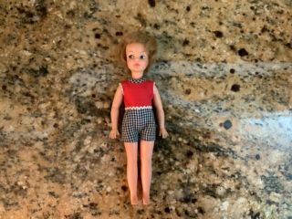 9” Ideal Ash Blonde Pepper Doll,  Tammy Family,  Red/white/black Playsuit