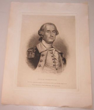 Antique 1888 Etching Of George Washington By Albert Rosenthal,  Listed