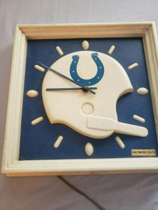 Vintage Very Rare Baltimore Colts Wall Clock Corner Cracked Some Wear