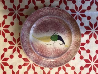 Early Antique Pink Peafowl Small 5 1/4” Plate
