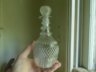 1820s Rare 6 5/8 " Small Sz 3 Mold Flint Glass Keene Gii - 18 Decanter Orig.  Stopper
