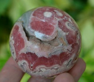 60 Mm Rhodochrosite Sphere Geode From Argentina Very Rare