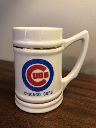 Vintage 1980’s Chicago Cubs 5.  5” Ceramic Stein Mug Souvenir Beer Tankard Rare