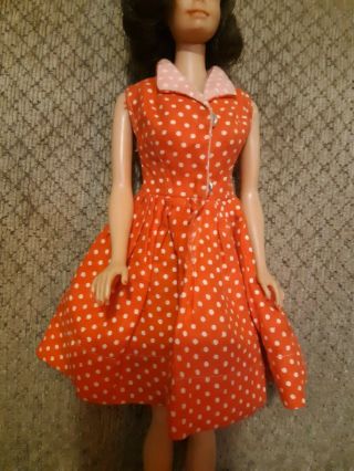 Vintage Barbie Clone Red Polka Dot Dress No Sleeve Collar