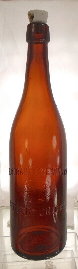 El Dorado Brewing Co.  Stockton California Antique Blob Top Quart Beer Bottle
