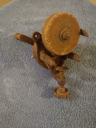 Antique/ Vintage Hand Crank Bench Mount Grinding Wheel - Sharpening Stone