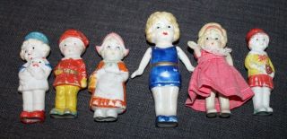 Six Vintage Miniature Bisque Dolls Japan 3