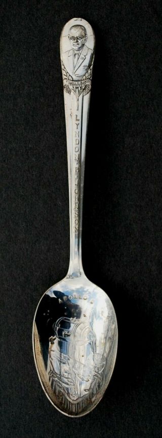 Vintage Wm Rogers Silver Plate Presidential Spoon Lyndon B Johnson