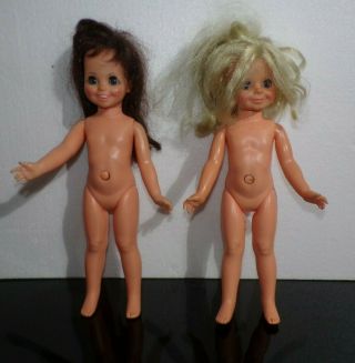 2 Vintage Ideal Grow Hair Nude Crissy Dolls W/sleepy Eyes
