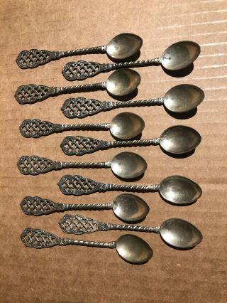 11 Of 3.  5 In - Coin Silver Antique Mini Spoons
