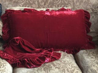 Pair Rare Ralph Lauren Red Velvet King Pillow Shams Retired Pair Guinevere