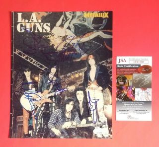 Rare - L.  A.  Guns Complete Band X5 Signed 8 " X10 " Photo Jsa Tracii Roses