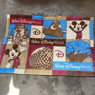 Vintage Brown Disney Parks Walt Disney World Fleece Blanket Throw 58 " X 40 " Rare