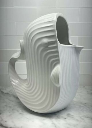 Jonathan Adler Menagerie Whale White Stoneware Pitcher Vase Rare Retired