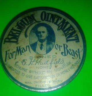 Antique 1890s Belgum Ointment For Man Or Beast Rare (no Price On Front)