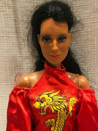 Vintage Cher Doll By Mego With Outfit,  Red Dragon Kimono,  13 ",  Hong Kong,  1975