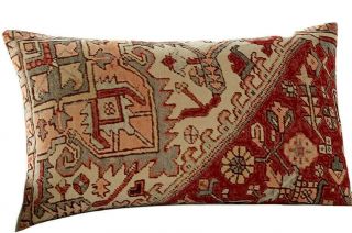 Pottery Barn Yasmine Antique Rug Print Velvet Lumbar Pillow Cover 16x26”