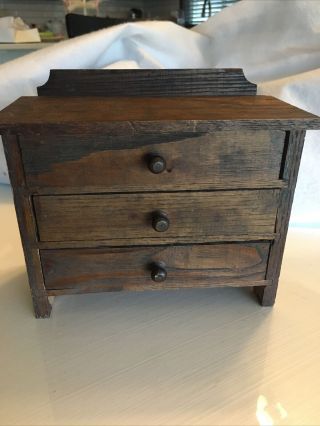 Antique Primitive Childs Dresser Miniature Toy Chest Of Drawers