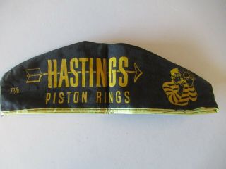 Vintage Early Rare Service Gas Station Skull Cap Hat Hastings Piston Rings Auto 2